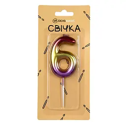 Свічка-цифра 6 блискуча 6 см