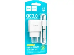 Мережевий зарядний пристрій Hoco C140A Smart Type-A to MicroUSB cable White (6942007627818) - мініатюра 2