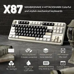 Клавіатура Attack Shark X87 RGB Linear Strawberry Switch Cheese White (AS-6972792471471-CW) [166724] - мініатюра 2