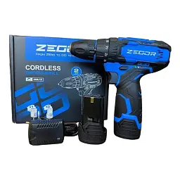 Шуруповерт акумуляторний Zegor CDA-12/12В/50 Нм/дві швидкості/2 батареї 12 В 2 Ач/реверс/підсвічування
