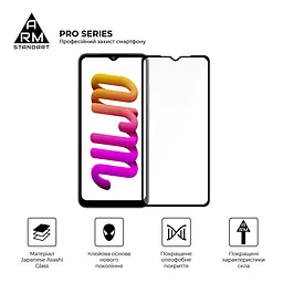 Захисне скло на Xiaomi Redmi A1/A1+ Poco C50 з олеофобним покриттям, Pro, повне проклеювання, антистатичний і пиловідштовхуючий шар, 9H, самоклеючеся, 2.5D, на весь екран, антистатичний клей, ArmorStandart (ARM62818) - мініатюра 2