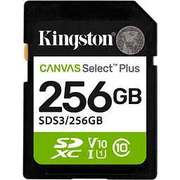 Карта пам'яті Kingston SDXC, 256Gb Canvas Select Plus, Class10 UHS-I U1 V10, до 150 МБ/с (SDS3/256GB)