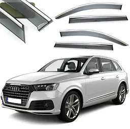 Дефлектори вікон вітровики Benke для Audi Q7 2016- З Хром Молдинг Із Нержавіючої Сталі 3D