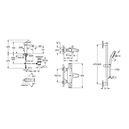 Комплект змішувачів для ванної кімнати з термостатом Grohe QuickFix UA202304TS, Хром - мініатюра 2