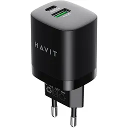 Зарядний пристрій Havit HV-UC30 GaN 30W USB+USB-C black (HV-UC30) - мініатюра 2