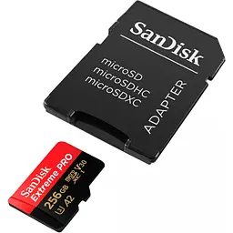 Карта пам'яті SanDisk microSDXC 256GB UHS-I Extreme Pro U3 V30 A2 + SD Adapter (SDSQXCD-256G-GN6MA) [100880] - мініатюра 6