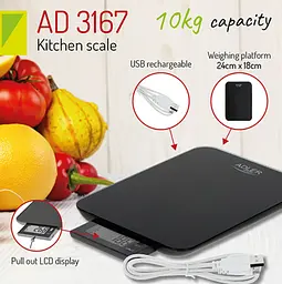 Кухонні ваги на USB Adler AD 3167b max 10 кг - мініатюра 10