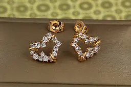 Сережки гвоздики Xuping Jewelry сердечко обідок з крупними каменями 1,2 см золотисті - мініатюра 3