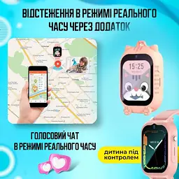 Смарт годинник дитячий A1 з відеодзвінком HD-камерою та GPS 2 змінних корпуса в комплекті Рожевий (KW2-A1-Pink) - мініатюра 3