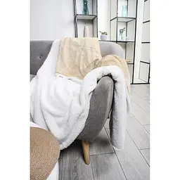Ковдра Soho Plush hugs Beige флісова, 200х150 см, бежева з білим (1222К) - мініатюра 6