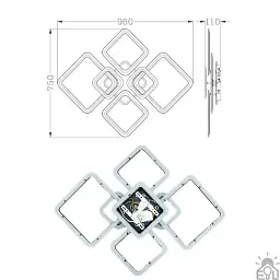 Смарт люстра керована світлодіодна OVAL RGB 7S 120 Вт SMART 960x750x110 мм Чорна ESLLSE - мініатюра 7