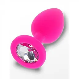 Силіконова анальна пробка Toy Joy Small Diamond Booty Jewel, 7х2.5 см, рожева