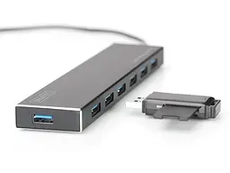 Мультипортовий адаптер Digitus Hub 7-port USB 3.0 SuperSpeed, Power Supply, Aluminum (DA-70241-1) - мініатюра 7