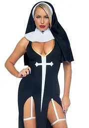 Костюм монашки-грішниці Leg Avenue Sultry Sinner M, сукня, головний убір, комір - мініатюра 1