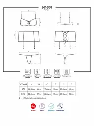 Комплект білизни Obsessive 861-SEG-5 set, S/M (вишневий) - мініатюра 7