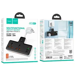 Подовжувач HOCO Reise 2-position expansion socket AC12A |3USB/Type-C, PD/QC, 30W/10A| - мініатюра 3