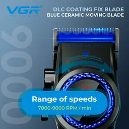 Машинка для стрижки VGR V-001 Blue (10 насадок) 4600 mAh LED дисплей - мініатюра 6
