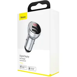 Автомобільний зарядний пристрій Baseus Digital Display Dual USB Car Charger Silver [CCBX-0S] [113777] - мініатюра 5
