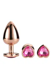 Анальна пробка Gleaming Love Gold Plug Set 3 шт. (рожевий) - мініатюра 2