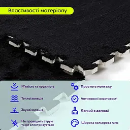 Підлога-пазл плюшевий ЧОРНИЙ 60х60х1 см (D) SW-00002079 - мініатюра 3
