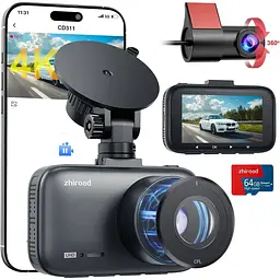 Відеореєстратор спереду та ззаду, подвійна відеореєстратор 4K з фільтром CPL, відеореєстратор для автомобілів-5 ГГц WiFi