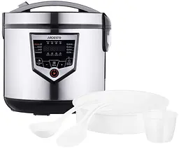 Мультиварка Ardesto MC-X16X, Inox, 860W, 4л, 16 програм, LED-дисплей, електронне керування, антипригарне керамічне покриття чаші, програма Твій рецепт, книга рецептів, ополоник, друшляк - мініатюра 4