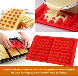 Набір із 2 форм силіконових для випікання вафель 28x18x1.5 см, A-plus Жовтий 87902 - мініатюра 5