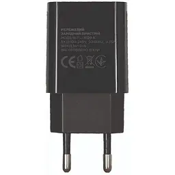 Мережевий зарядний пристрій Florence 1USB 2A Black - мініатюра 2