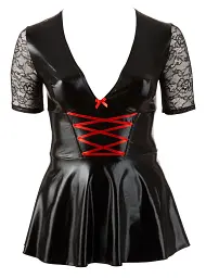 Міні-сукня Cottelli Collection Vinyl Lack Wetlook Latex XL чорний - мініатюра 4