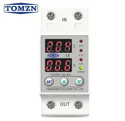 Цифрове реле контролю напруги та струму однофазне TOMZN TOVPD1-60 60A Розумний захисний автомат змінного струму (19605) - мініатюра 3