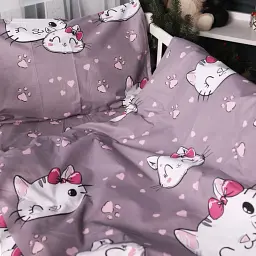Простирадло на резинці MirSon Бязь Kids Time 17-0691 Cat with a paw 60х120 см темно-сіре (2200010461381) - мініатюра 3