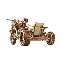 Механічний 3D Пазл Ukrainian Gears Мотоцикл Scrambler UGR-10, з коляскою, 380 елементів (70137) - мініатюра 3