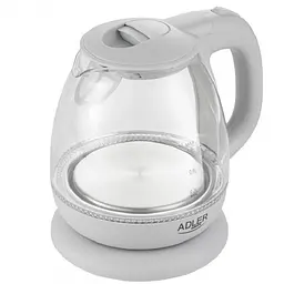 Чайник електричний 1 л скляний Adler AD 1283G Grey - мініатюра 2