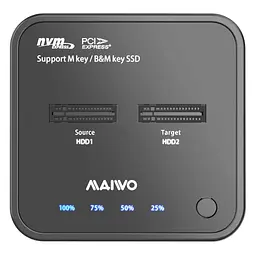 Док-станція для накопичувачів Maiwo 2*NVMe M.2 SSD Key M/B+M USB 3.1 Gen2 Type-C (K3016P) - мініатюра 2