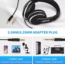 Навушники монітори JOYO JMH04 mini-jack 3.5, Jack 6.3 Black - мініатюра 7