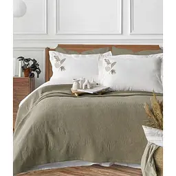 Літня постільна білизна Palm Yesil з покривалом 220*240 см Moss Home pbe0051395