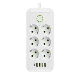 Мережевий фільтр-подовжувач SMART 6 розеток 5 USB 3 метри, білий
 - мініатюра 4