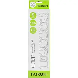 Мережевий фільтр живлення Patron 1.8 m3*1mm2 (SP-1052) 5 розеток BLACK (EXT-PN-SP-1052) - мініатюра 2