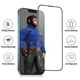 Захисне скло 2.5D Blueo Corning Gorilla Glass для Apple iPhone 14 Pro Max 6.7 Чорний - мініатюра 2