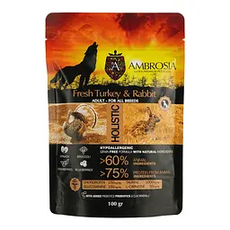 Набір: Корм сухий Ambrosia Grain Free Dog Adult Fresh Turkey & Duck для дорослих собак зі свіжою індичкою та качкою 100 г + Ambrosia Grain Free Dog Adult Sensitive Fresh Turkey & Rabbit для дорослих собак зі свіжою індичкою та кроликом 100 г - мініатюра 6
