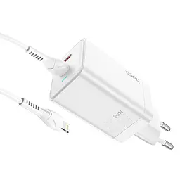 Адаптер мережевий HOCO Type-c to Lightning Cable Astral N23 2Type-C 45W біле - мініатюра 5