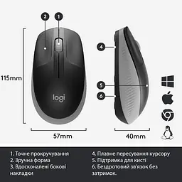 Бездротова миша Logitech M190 Wireless Mid Grey (910-005906) - мініатюра 5