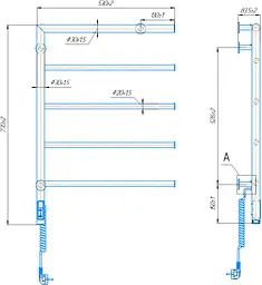 Електрична рушникосушка Mario Romeo-І 770x530/80 ТR лівий 2.3.8501.10.P, Хром, Ліве, Електронний - мініатюра 4