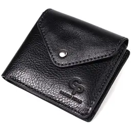 Чоловіче шкіряне портмоне чорне GRANDE PELLE 11.5х9х1.5 см acs0032101