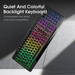 Клавіатура Onikuma ігрова дротова G-72 з RGB підсвіткою безшумна 104 клавіші геймерська мембранна для ПК та ігор - мініатюра 3