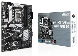 Материнська плата LGA1700, Asus PRIME B760-PLUS D4, B760, 4xDDR4, Int.Video(CPU), 4xSATA3, 3xM.2, 1xPCI-E 16x 5.0, 1xPCI-E 16x 4.0, 2xPCI-E 1x 3.0, 1xM.2 (Key E), Realtek 7.1, Realtek 2.5Gb, 6xUSB3.2/4xUSB2.0, VGA/HDMI/DP, ATX