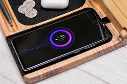 Дерев'яний органайзер на стіл з бездротовою зарядкою ecoWalnut - мініатюра 5