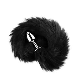 Анальна пробка Fox Tail Black XL — срібляста - мініатюра 7