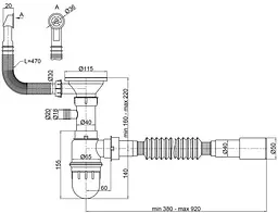 Сифон для гранітної мийки Romzha RO-01 (G) одинарний RO48492 - мініатюра 4