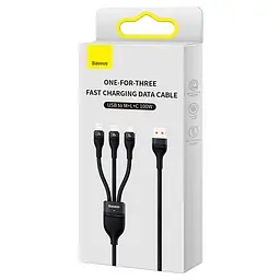 Кабель Baseus Flash Series Ⅱ One-for-three Fast Charging Data Cable USB to M + L + C 100W 1.2m Black - мініатюра 2